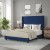 Flash Furniture YK-1079-NAVY-F-GG Full Upholstered Platform Bed with Vertical Stitched Wingback Headboard, Navy Velvet addl-1