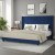 Flash Furniture YK-1079-NAVY-K-GG King Upholstered Platform Bed with Vertical Stitched Wingback Headboard, Navy Velvet addl-1