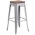 Flash Furniture CH-31320-30-SIL-WD-GG 30" Silver Metal Barstool with Square Wood Seat addl-2