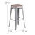 Flash Furniture CH-31320-30-SIL-WD-GG 30" Silver Metal Barstool with Square Wood Seat addl-6