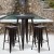 Flash Furniture CH-51080BH-4-30SQST-BQ-GG 24" Round Black-Antique Gold Metal Indoor/Outdoor Bar Table Set with 4 Square Seat Backless Stools addl-1