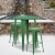 Flash Furniture CH-51090BH-2-30SQST-GN-GG 30" Round Green Metal Indoor/Outdoor Bar Table Set with 2 Square Seat Backless Stools addl-1