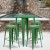 Flash Furniture CH-51090BH-4-30SQST-GN-GG 30" Round Green Metal Indoor/Outdoor Bar Table Set with 4 Square Seat Backless Stools addl-1