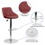 Flash Furniture CH-82028A-BURG-GG Contemporary Burgundy Vinyl Diamond Pattern Bucket Seat Adjustable Height Barstool with Chrome Base addl-4