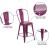 Flash Furniture ET-3534-24-PUR-GG 24" Purple Metal Indoor/Outdoor Counter Height Stool with Back addl-4