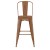 Flash Furniture ET-3534-30-OR-PL1T-GG 30" Orange Metal Indoor/Outdoor Barstool with Back with Teak Poly Resin Wood Seat addl-10