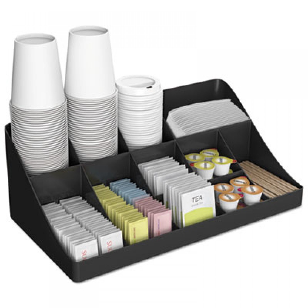 Mind Reader Flume Six-Section Upright Coffee Condiment/Cup Organizer, Black, 11.5