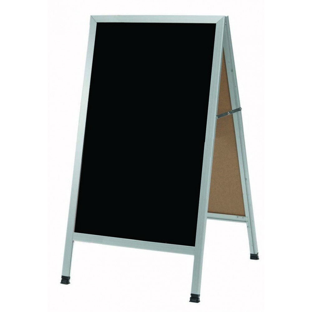 Aarco A-1B 42 x 24 Oak A-Frame Sign Board with Black Write On Chalk Board