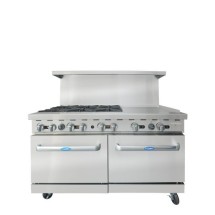 Atosa AGR-6B24RGB 60&quot; Gas Range with (6) Open Burners and 24&quot; Raised Right Side Griddle, (2) 26 1/2&quot; Ovens