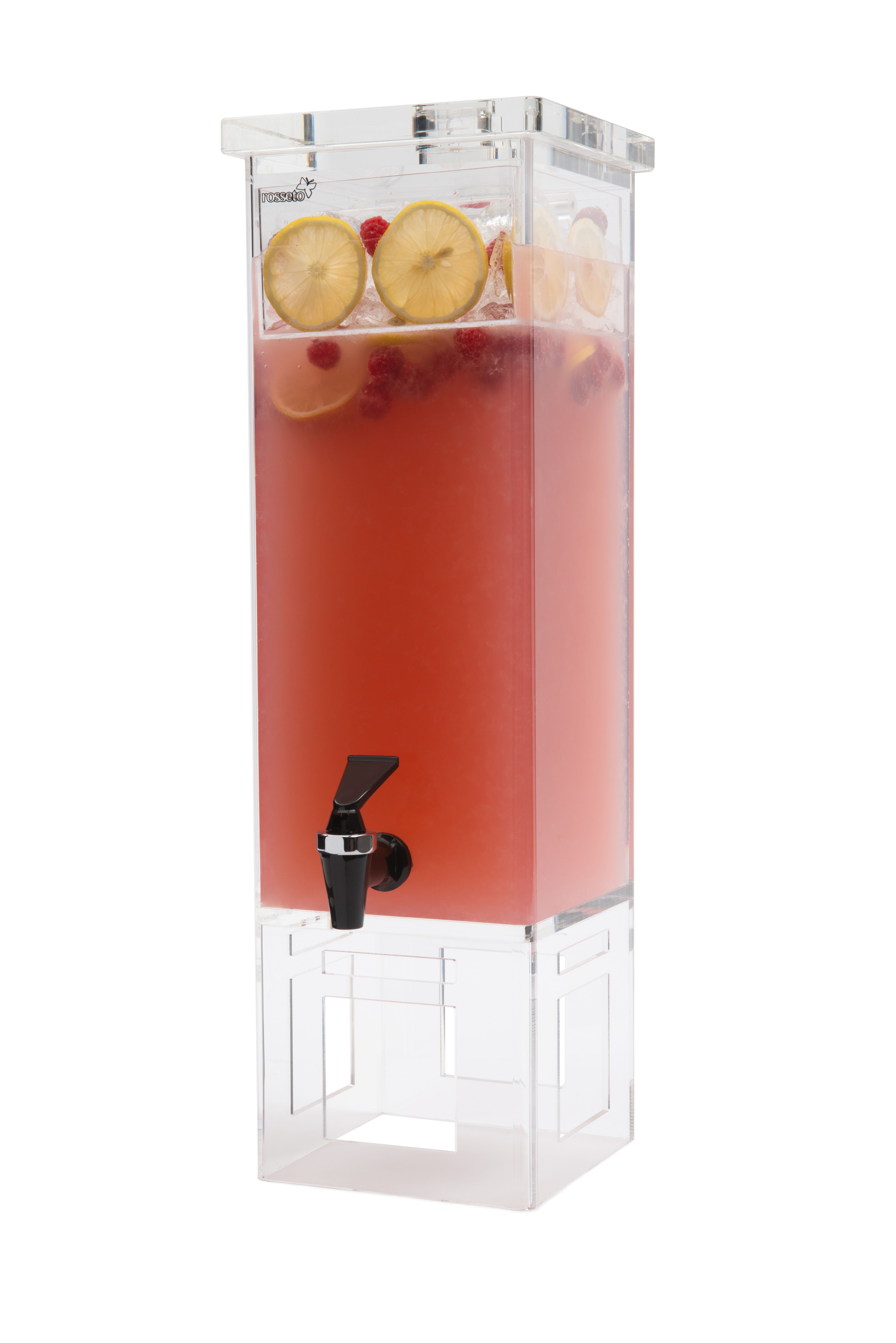 Acrylic Ice and Beverage Dispenser, Pebbles, 2 1/2 Gallon - 10 1/2L x 10  1/2W x 17H