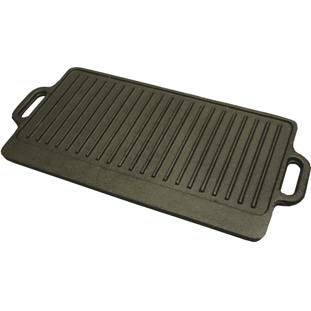 9 Reversible Cast Iron Grill & Griddle Ribbed/Flat Hamburger Stove Top  Black