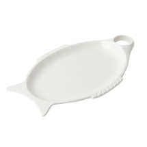 Bon Chef 2035S Fish-Shaped Platter with Cup Holder, Sandstone 8 1/2&quot; x 14 1/2&quot;, Set of 6