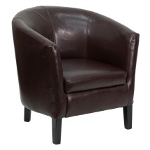 Flash Furniture GO-S-11-BN-BARREL-GG Brown Leather Barrel Shaped Reception Chair