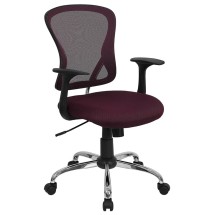 Flash Furniture H-8369F-ALL-BY-GG Mid-Back Burgundy Mesh Executive Office Chair with Chrome Base and Arms