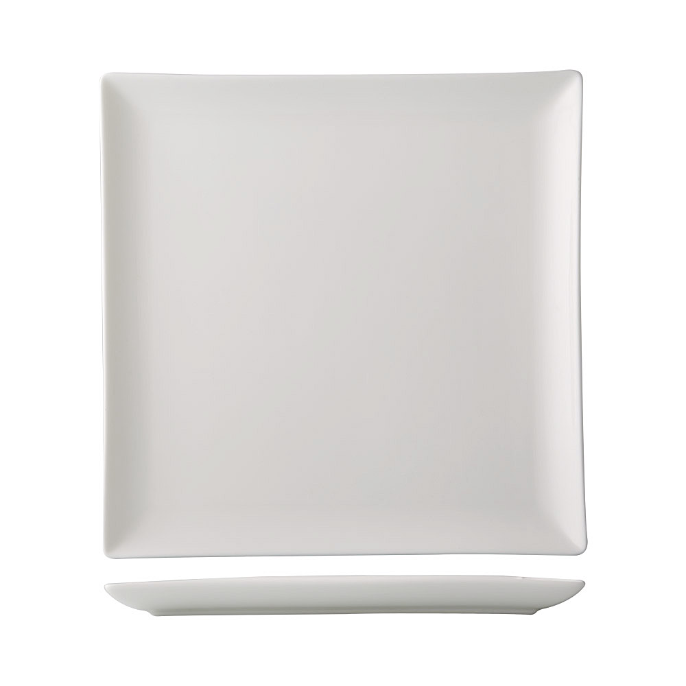 CAC China VCT-16 Victoria Bone White Porcelain Deep Coupe Square Plate 10"  - 1 dozen