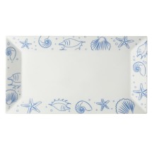 CAC China ATC-RT51 Atlantic Rectangular Platter with Decorative Seashell Rim 14 1/2&quot; - 1 dozen