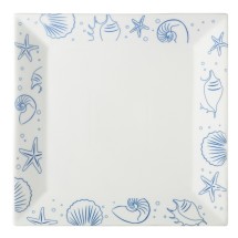 CAC China ATC-SQ21 Atlantic Seashell Square Plate with Decorative Rim 12&quot; - 1 dozen