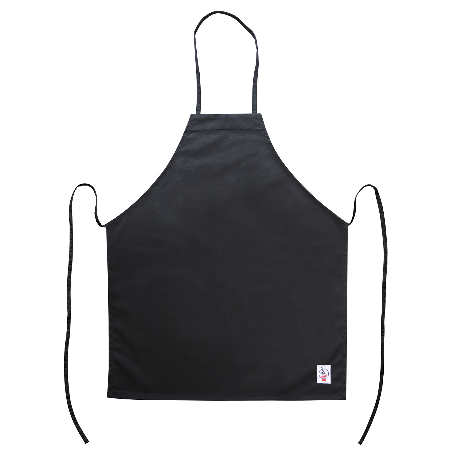 CAC China APBB-1K Chef's Pride Full Length Black Bib Apron, No Pocket 