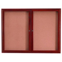 Aarco Products CBC3648R 2-Door Indoor Enclosed Bulletin Board with Cherry Frame 48&quot;W x 36&quot;H
