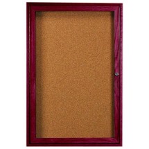 Aarco Products CBC3624R 1-Door Enclosed Bulletin Board with Cherry Frame 24&quot;W x 36&quot;H