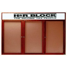 Aarco Products CBC4896-3RH 3-Door Indoor Enclosed Bulletin Board with Cherry Frame and Header, 96&quot;W x 48&quot;H 