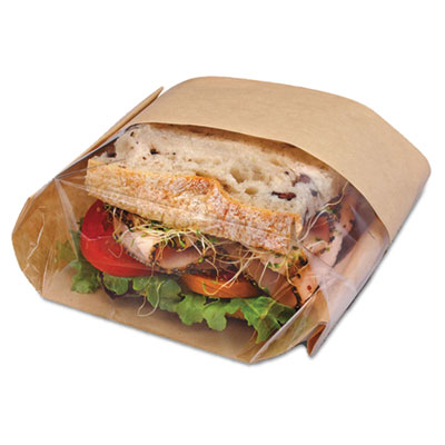 Dubl View Sandwich Bags, 2.35 mil, 9.5 x 2.75, Natural Brown