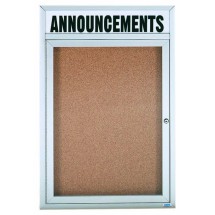 Aarco Products DCC3624RHI 1 Door Indoor Illuminated Enclosed Bulletin Board Cabinet with Aluminum Frame and Header, 24&quot;W x 36&quot;H