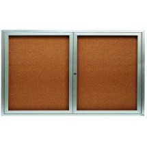 Aarco Products DCC3660RI 2 Door Indoor Illuminated Enclosed Bulletin Board Cabinet with Aluminum Frame, 60&quot;W x 36&quot;H