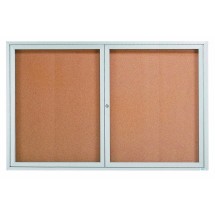 Aarco Products DCC4872RI 2 Door Indoor Illuminated Enclosed Bulletin Board Cabinet with Aluminum Frame, 72&quot;W x 48&quot;H 