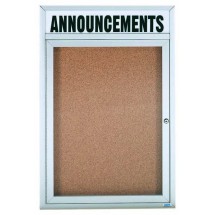 Aarco Products DCC2418RH 1 Door Indoor Enclosed Bulletin Board and Aluminum Frame and Header, 18&quot;W x 24&quot;H