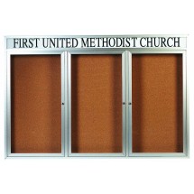 Aarco Products DCC4872-3RH 3 Door Indoor Enclosed Bulletin Board and Aluminum Frame and Header, 72&quot;W x 48&quot;H