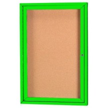 Aarco Products DCC2418RG 1 Door Indoor Enclosed Bulletin Board with Green Powder Coated Aluminum Frame, 18&quot;W x 24&quot;H 