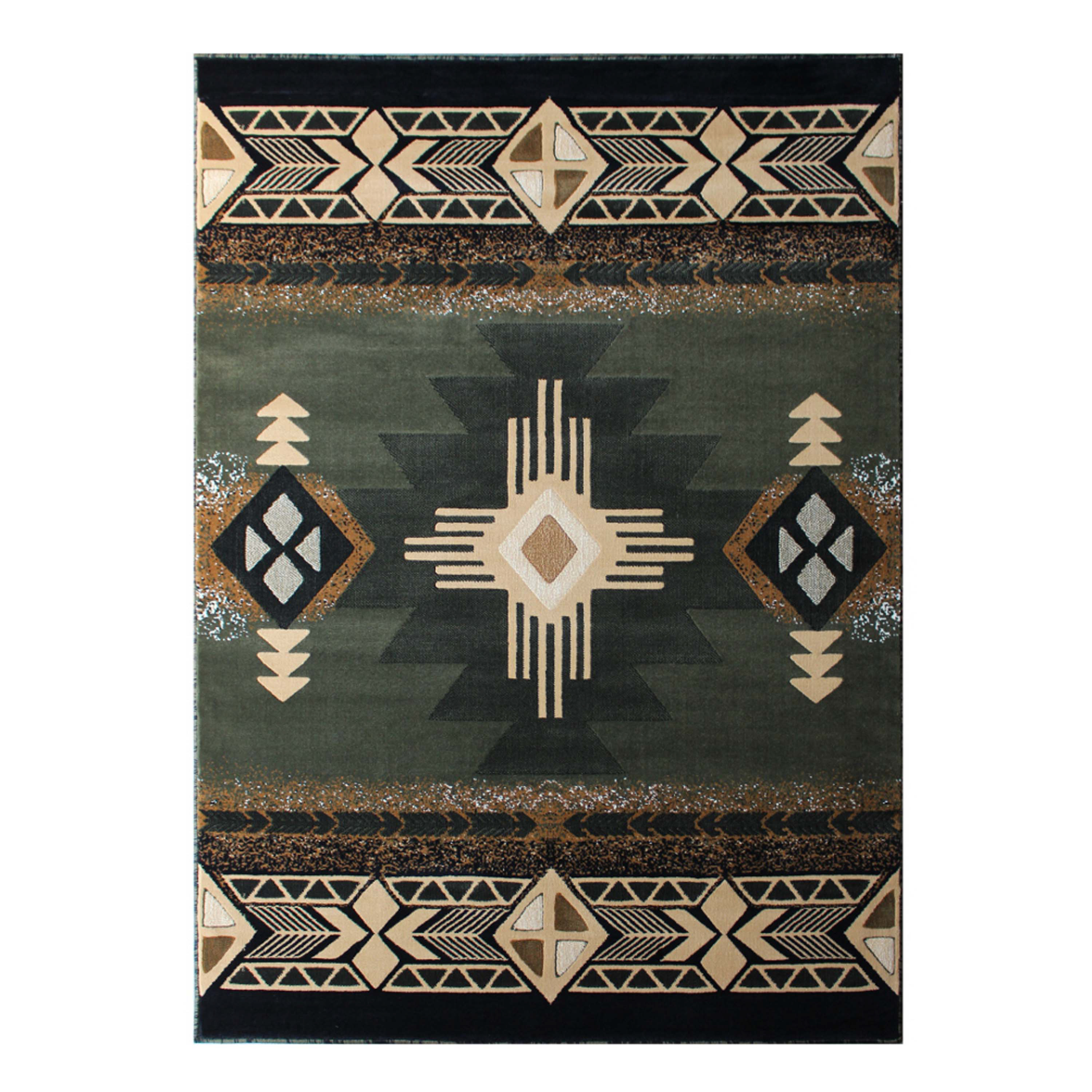 Flash Furniture ACD-RG2-57-SG-GG Mohave Collection 5' x 7' Sage Traditional Southwestern Style Area Rug, Olefin Fibers with Jute Backing