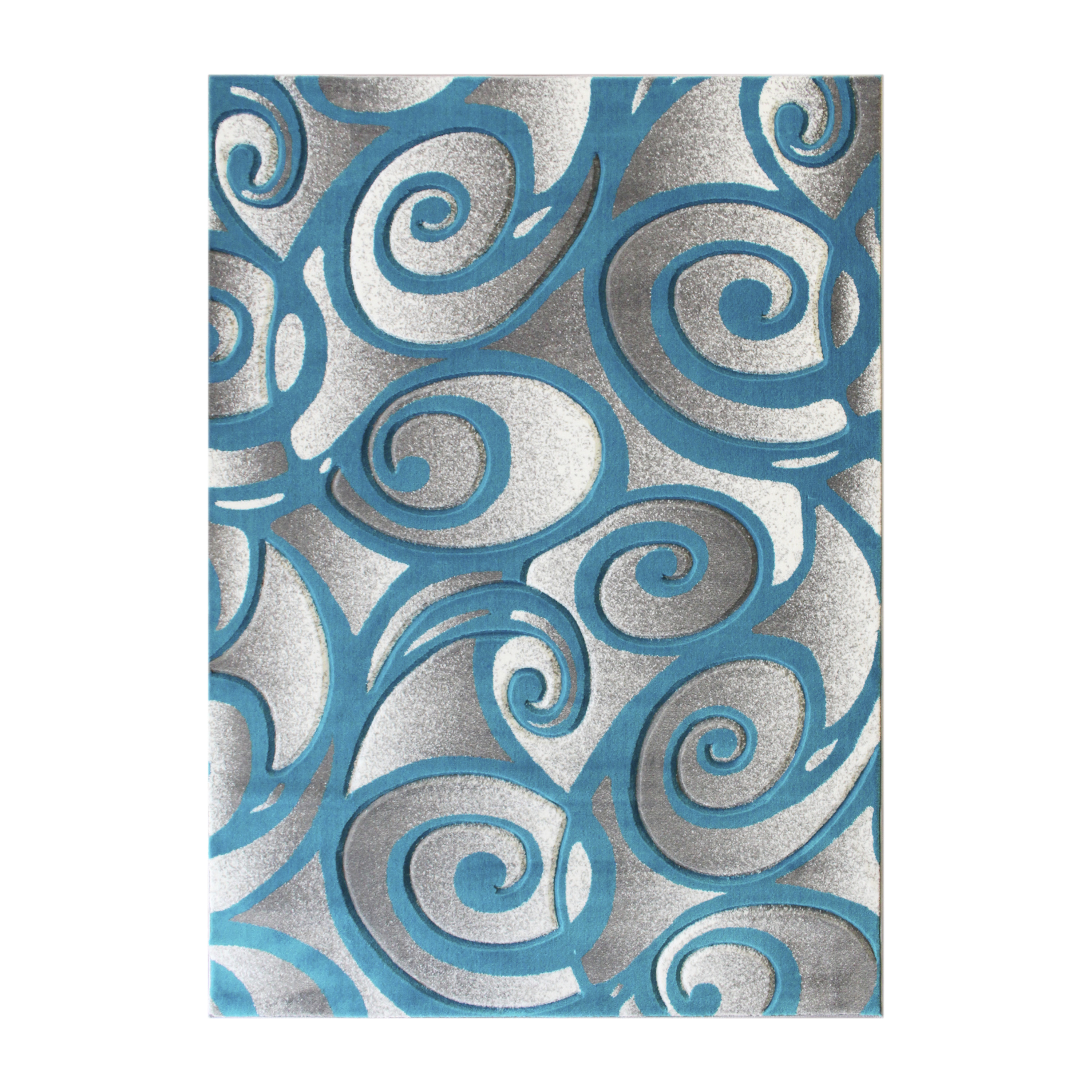 Flash Furniture ACD-RG241-810-TQ-GG Willow Collection Modern High-Low Pile Swirled 8' x 10' Turquoise Olefin Accent Rug