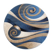 Flash Furniture ACD-RG2775-88-BL-GG Coterie Collection 8' x 8' Round Modern Circular Blue/Beige Patterned Indoor Area Rug, Olefin Fibers