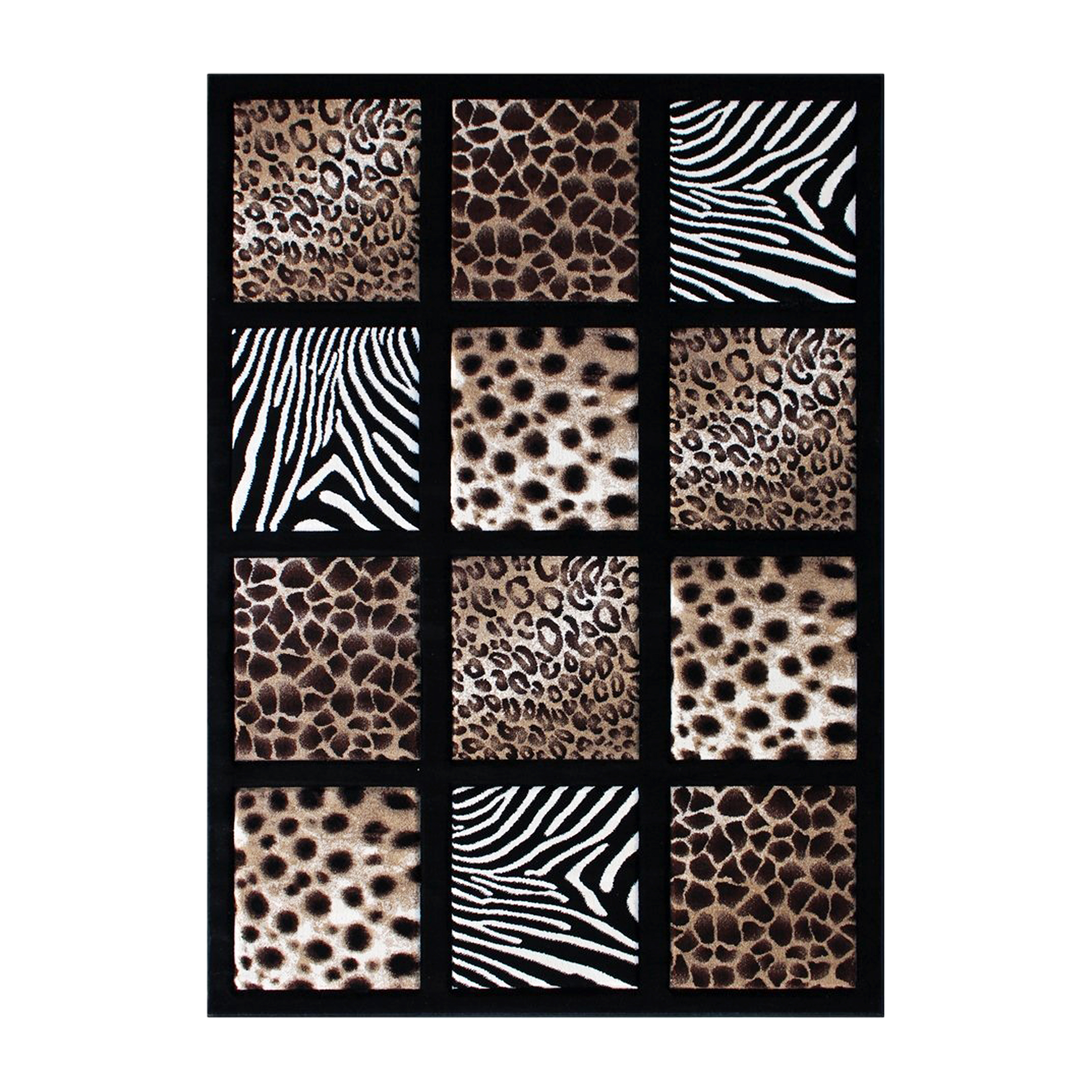 Flash Furniture ACD-RG2QJK-811-BK-GG Menagerie Collection 8' x 11' Modern Animal Print Olefin Area Rug