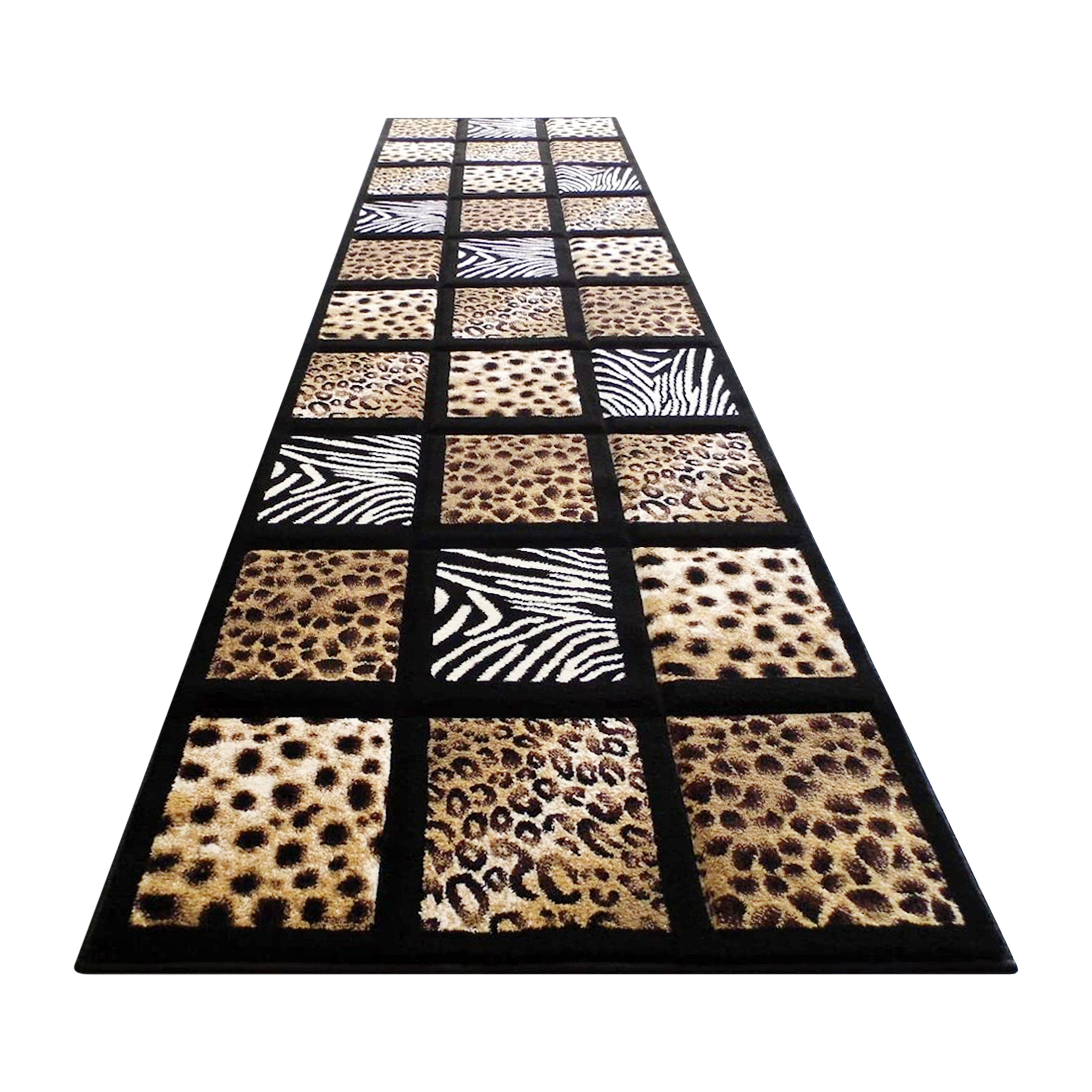 Flash Furniture ACD-RG3055-310-BK-GG Menagerie Collection 3' x 10' Modern Animal Print Olefin Area Rug