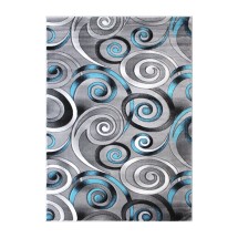 Flash Furniture ACD-RG414-69-TQ-GG Masie Collection 6' x 9' Turquoise Swirl Olefin Area Rug with Jute Backing
