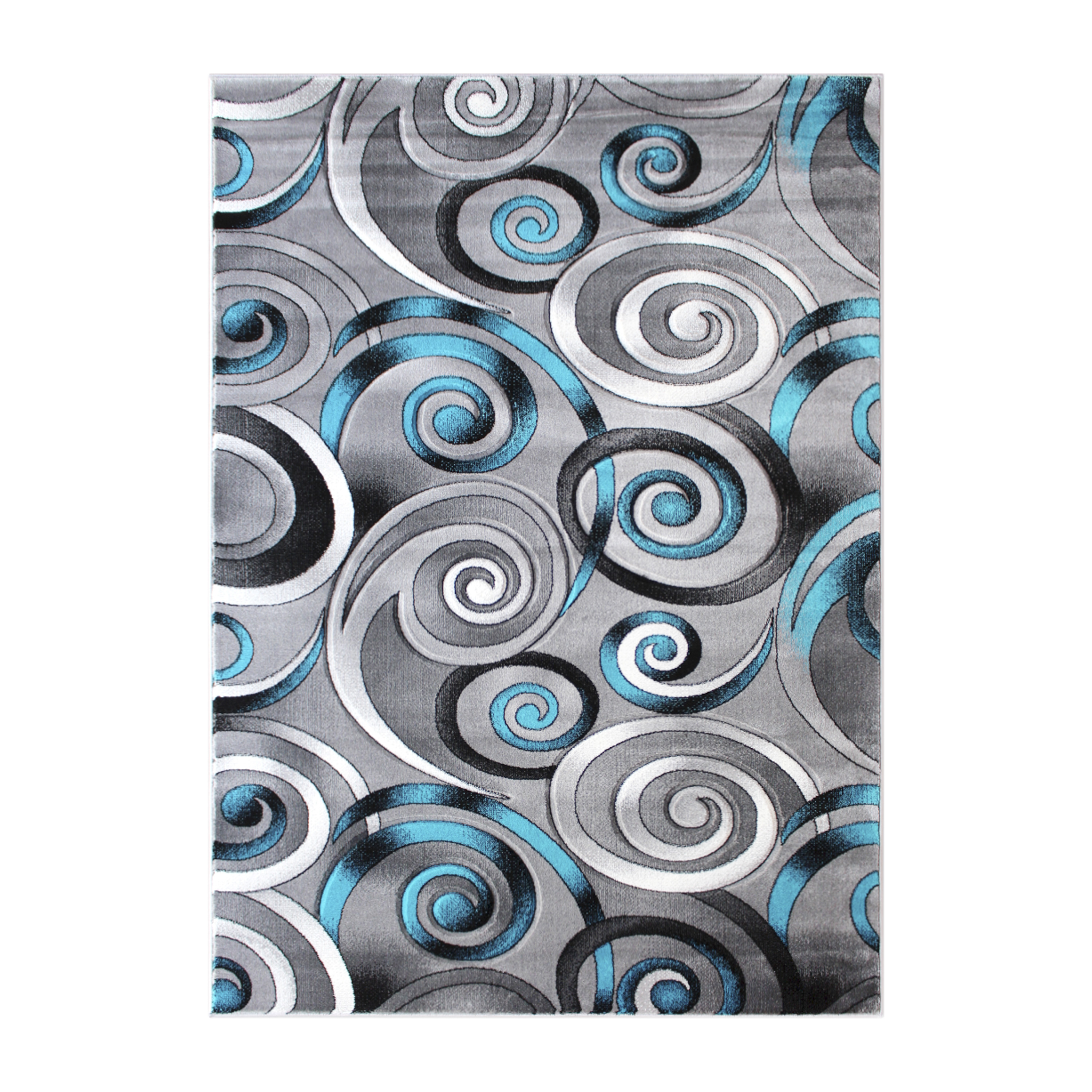 Flash Furniture ACD-RG414-810-TQ-GG Masie Collection 8' x 10' Turquoise Swirl Olefin Area Rug with Jute Backing