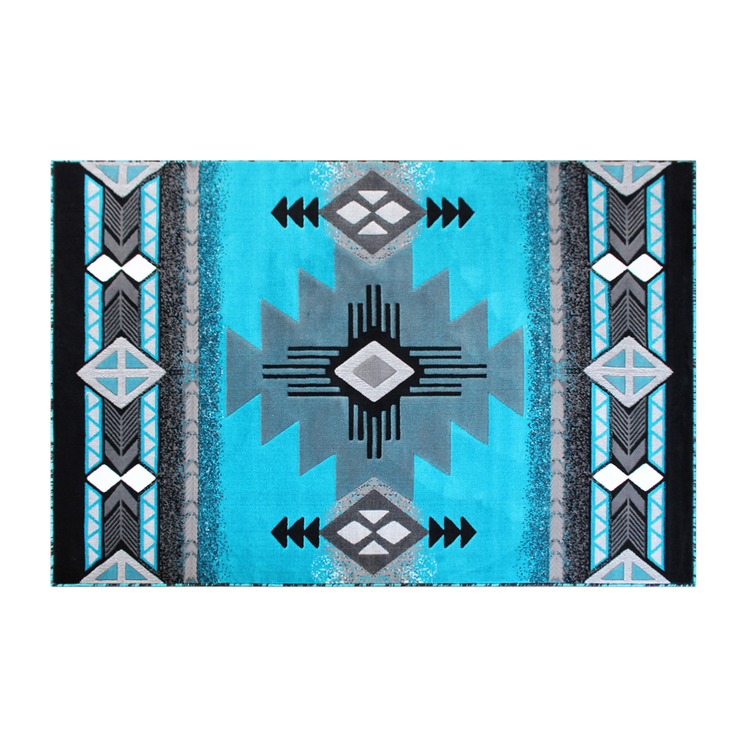 Flash Furniture ACD-RGC318-57-TQ-GG Mohave Collection 5' x 7' Turquoise Traditional Southwestern Style Area Rug, Olefin Fibers with Jute Backing