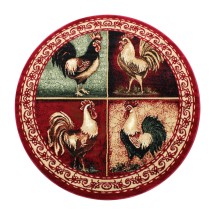 Flash Furniture ACD-RGL379-44-RD-GG Gallus Collection 4' x 4' Round Red Rooster Themed Olefin Area Rug with Jute Backing