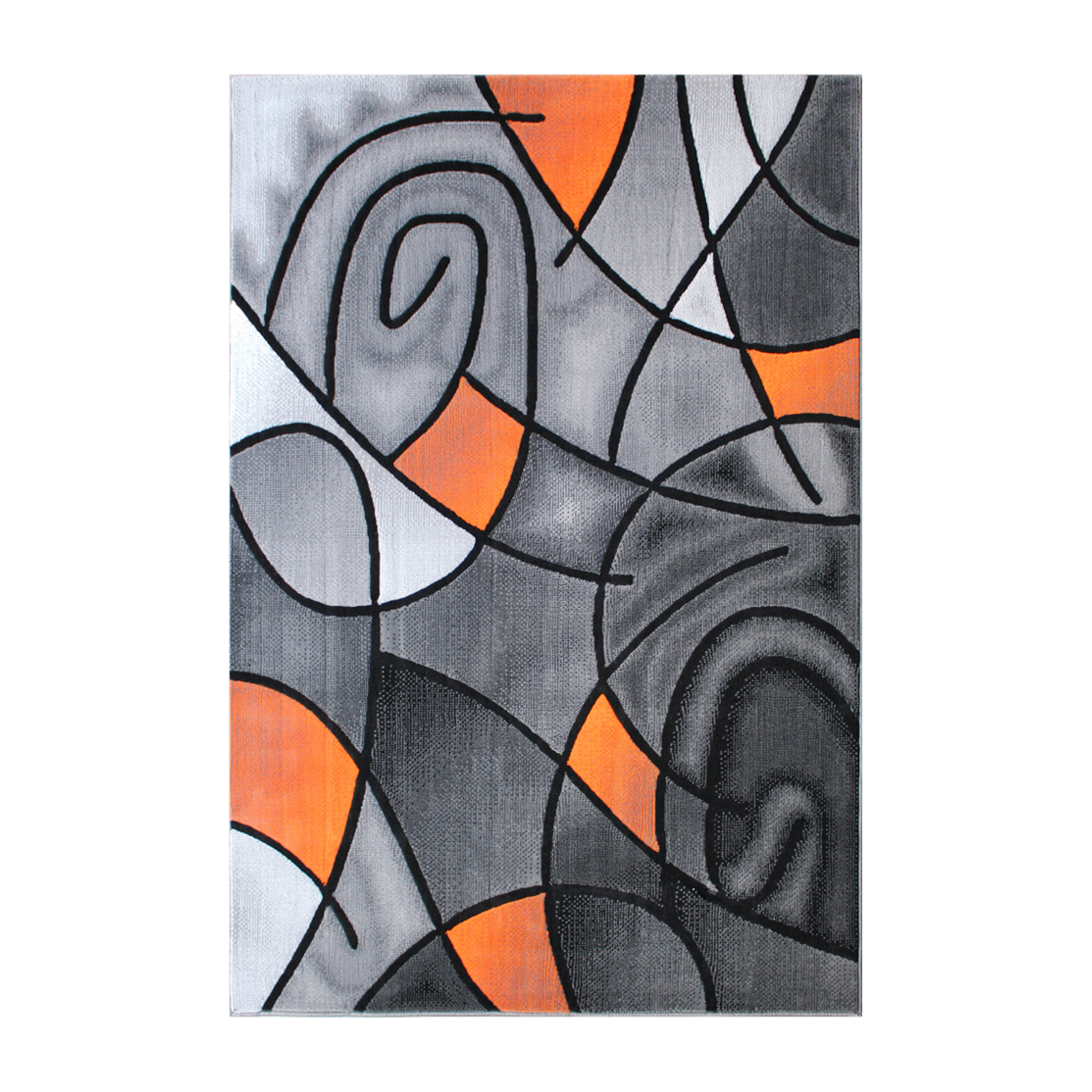 Flash Furniture ACD-RGTRZ860-57-OR-GG Jubilee Collection 5' x 7' Orange Abstract Area Rug, Olefin with Jute Backing