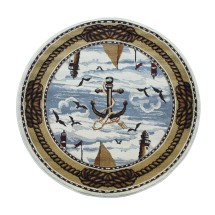 Flash Furniture ACD-RGZ8751-44-BG-GG Edmund Collection 4' x 4' Round Beige Nautical Themed Area Rug with Jute Backing