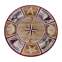 Flash Furniture ACD-RGZ8758-44-BG-GG Inis Collection 4' x 4' Round Beige Nautical Area Rug with Jute Backing