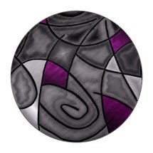 Flash Furniture ACD-TZ-860-7R-PR-GG Jubilee Collection 7' x 7' Round Purple Abstract Area Rug, Olefin with Jute Backing