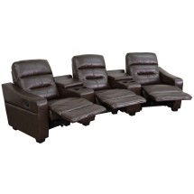 Flash Furniture BT-70380-3-BRN-GG LeatherSoft Reclining Home Theatre Sectional Sofa