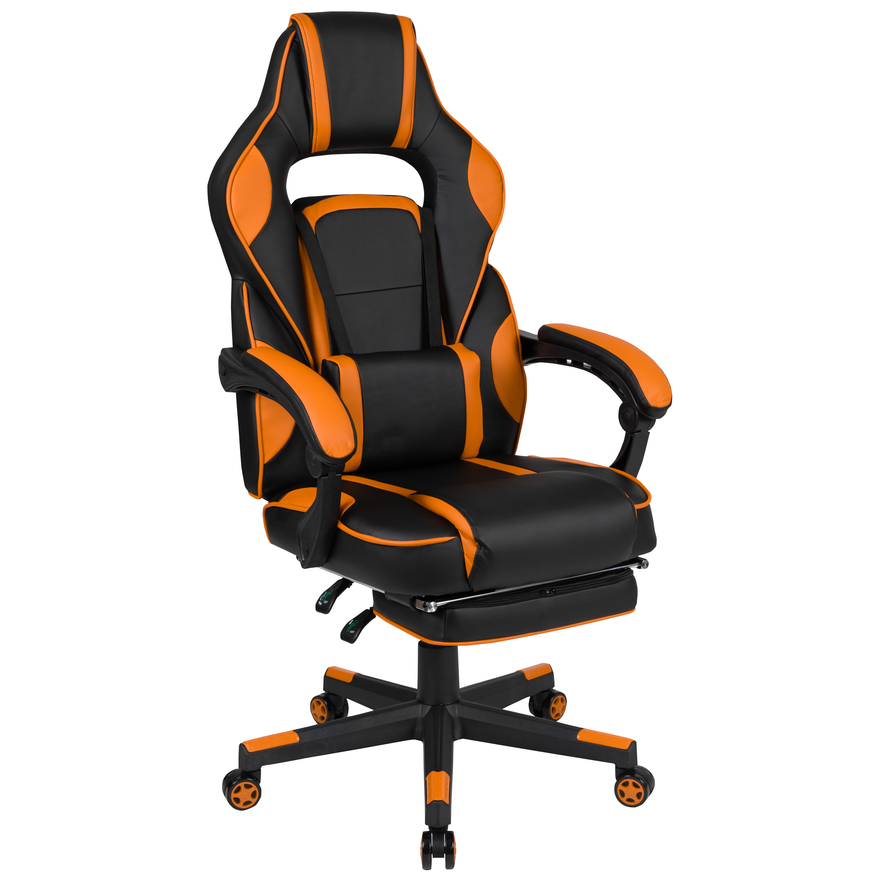 Flash Furniture CH-00288-OR-GG X40 Gaming / Racing Computer Chair with Fully Reclining Back/Arms, Slide-Out Footrest, Massaging Lumbar - Black/Orange