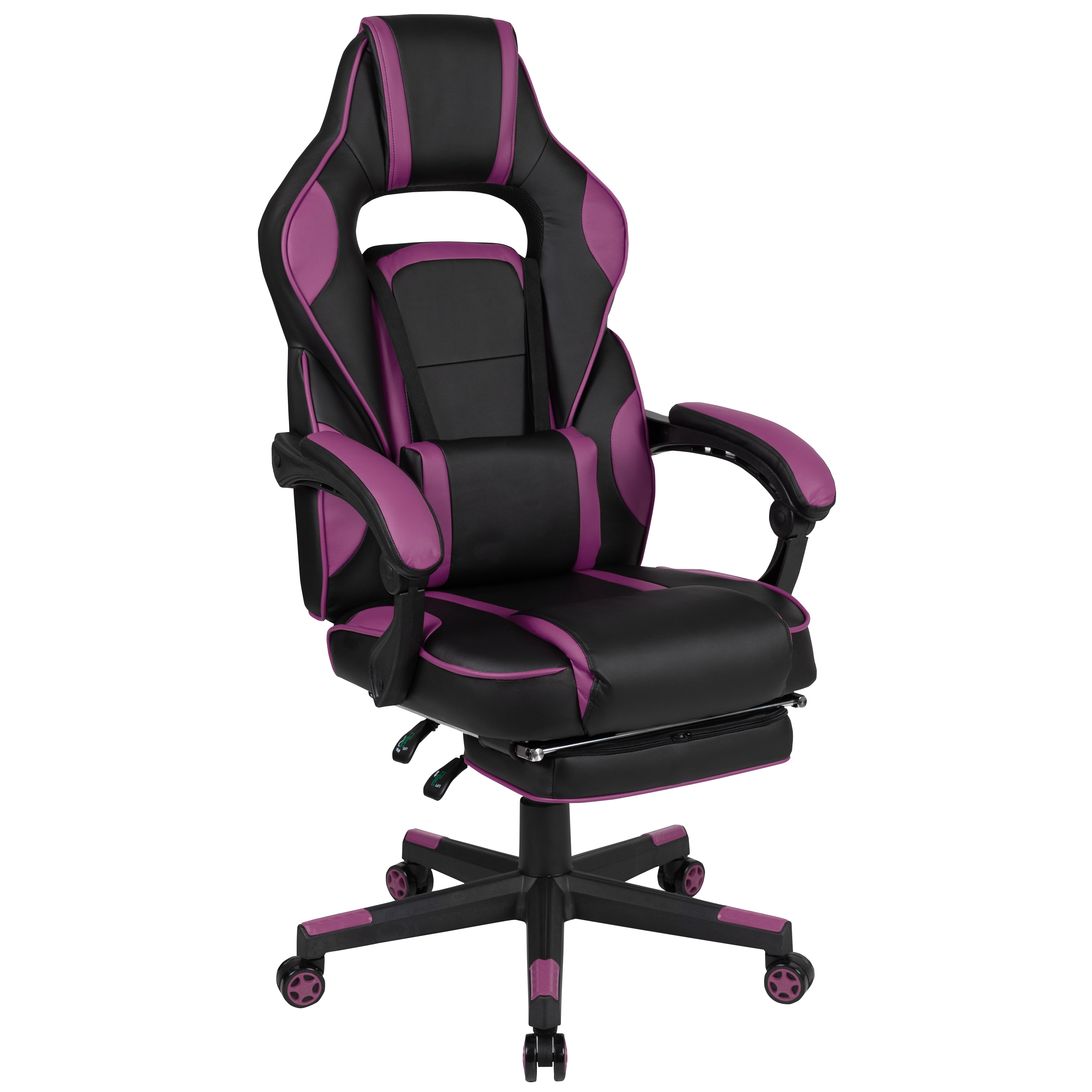 Flash Furniture CH-00288-PR-GG X40 Gaming / Racing Computer Chair with Fully Reclining Back/Arms, Slide-Out Footrest, Massaging Lumbar - Black/Purple