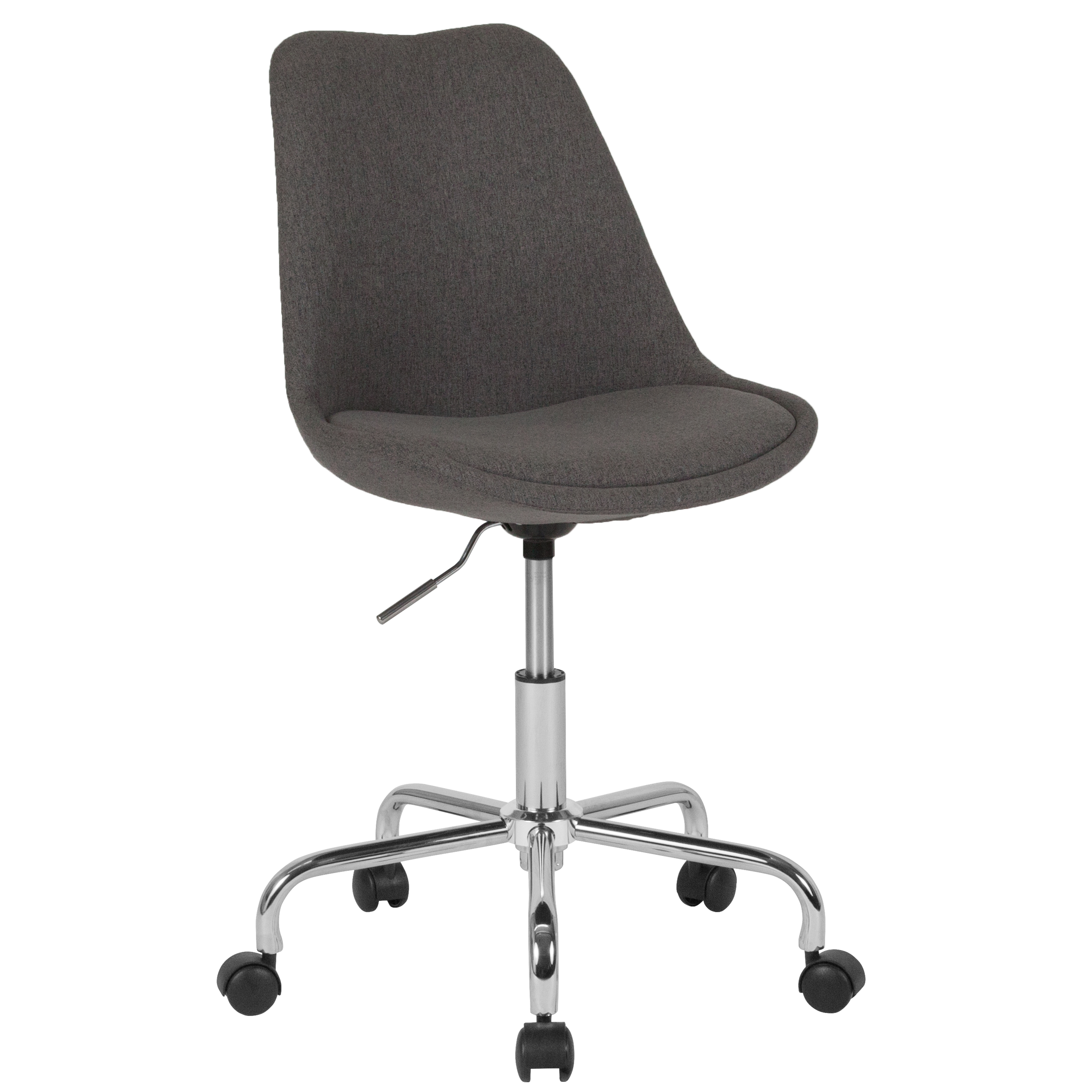 Flash Furniture CH-152783-DKGY-GG Mid-Back Dark Gray Fabric Task Office Chair with Pneumatic Lift and Chrome Base