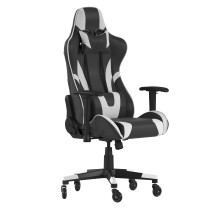 Flash Furniture CH-187230-1-BK-RLB-GG X20 Black LeatherSoft Gaming / Racing Reclining Office Chair with Transparent Roller Wheels